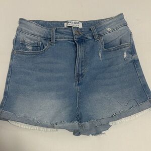 Wax Jean Women's Blue Distressed Denim Shorts